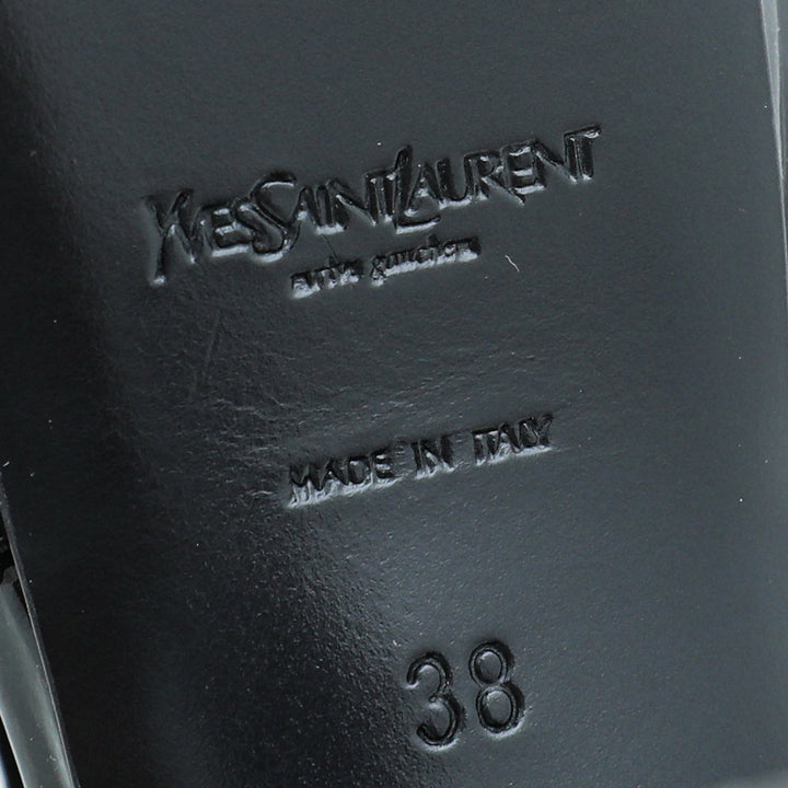 YSL Black Tribute Mid Heel Sandals 38