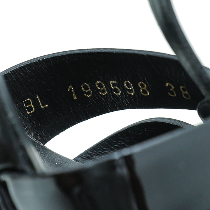 YSL Black Tribute Mid Heel Sandals 38