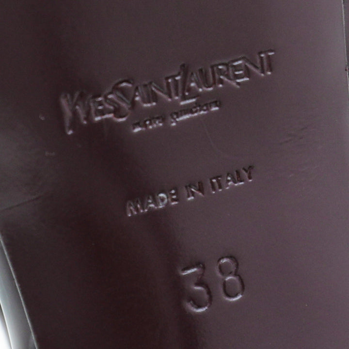 YSL Burgundy Tribute Mid Heel Sandals 38