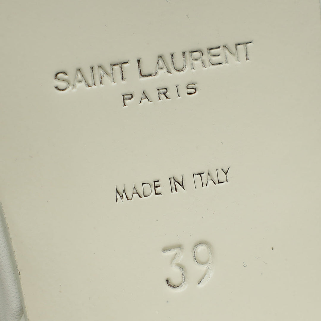 YSL White Tribute 100mm Sandal 39