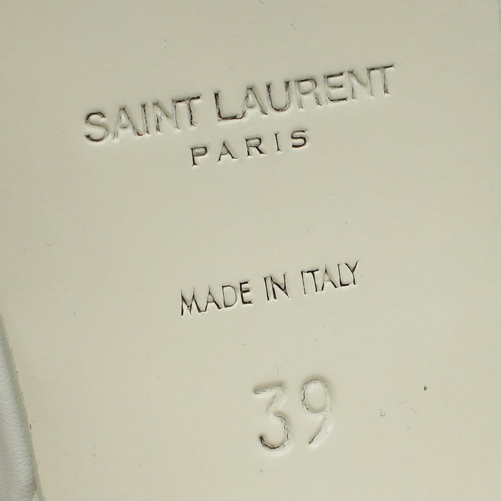 YSL White Tribute 100mm Sandal 39