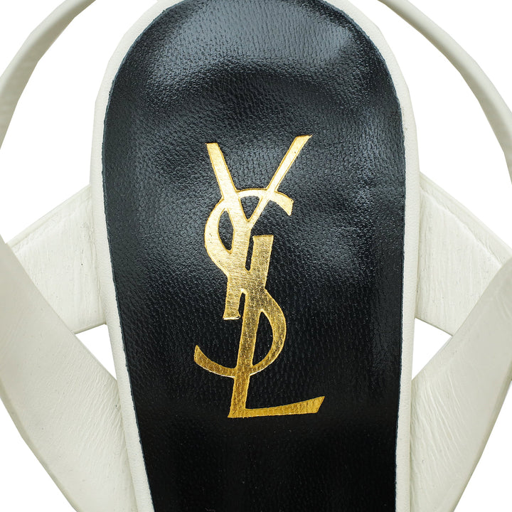 YSL White Tribute 100mm Sandal 39