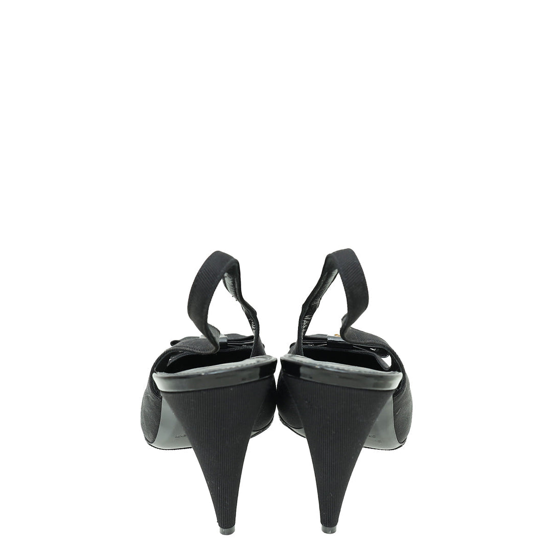 YSL Black Anais Bow Slingback Pump 39