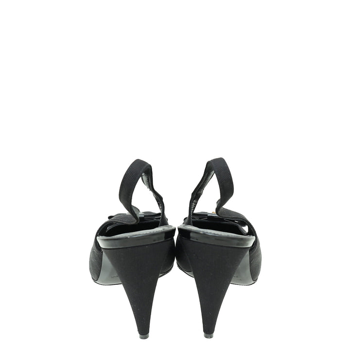 YSL Black Anais Bow Slingback Pump 39
