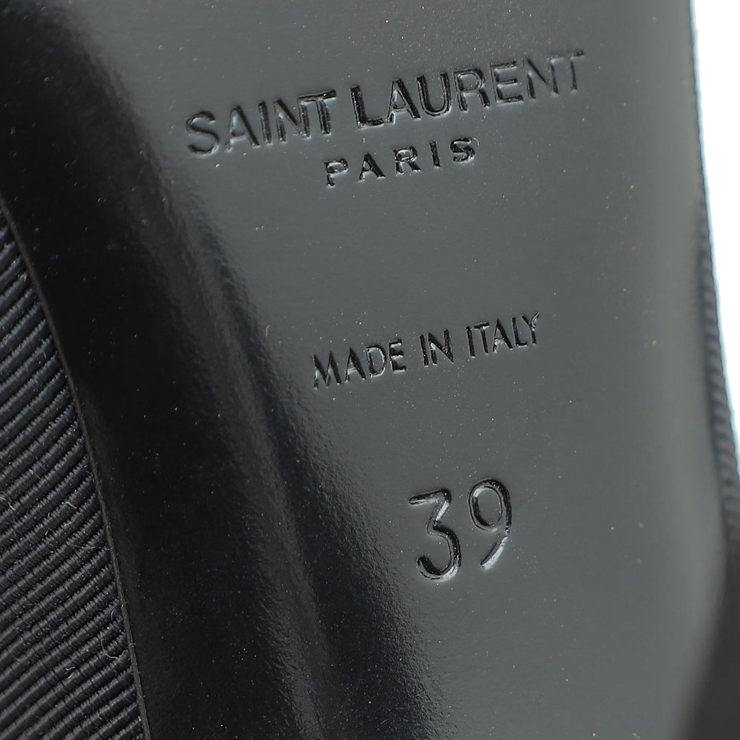 YSL Black Anais Bow Slingback Pump 39