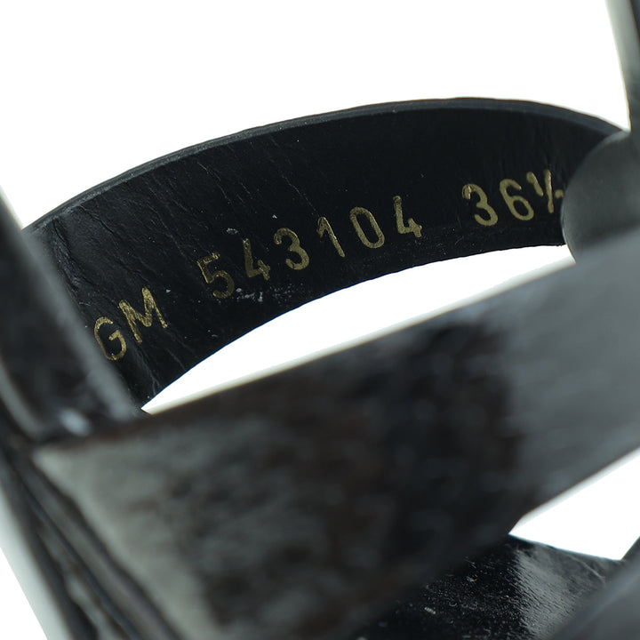 YSL Black Python Embossed Tribute Sandal 36.5