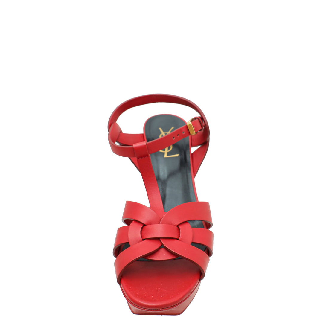 YSL Red Tribute Leather Sandal 37.5