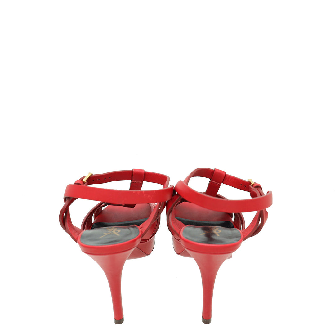 YSL Red Tribute Leather Sandal 37.5