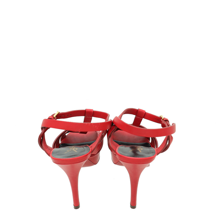 YSL Red Tribute Leather Sandal 37.5