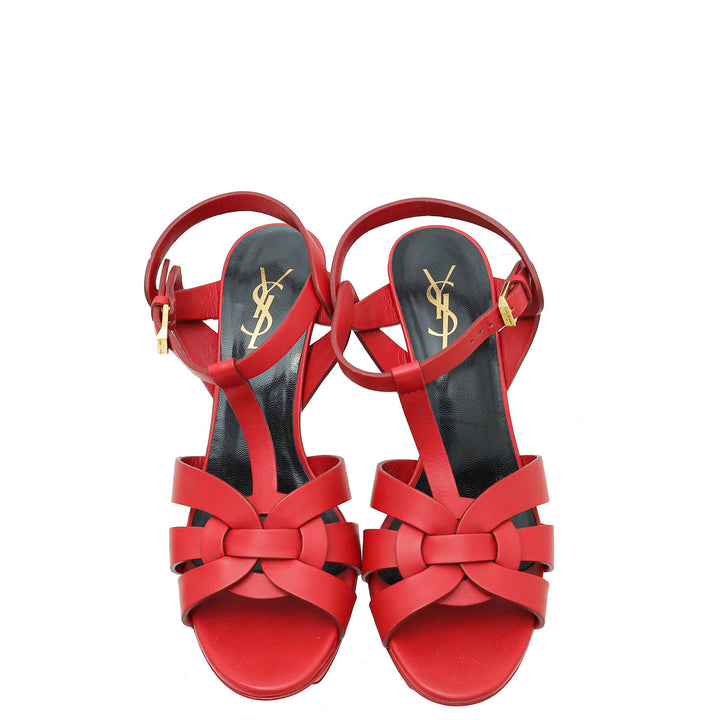 YSL Red Tribute Leather Sandal 37.5