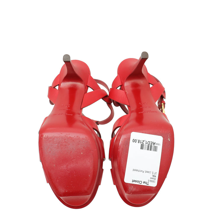 YSL Red Tribute Leather Sandal 37.5