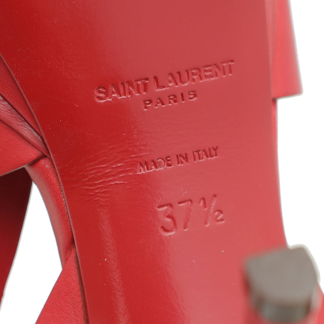 YSL Red Tribute Leather Sandal 37.5