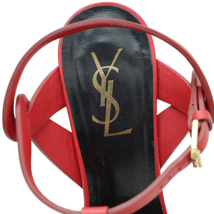YSL Red Tribute Leather Sandal 37.5