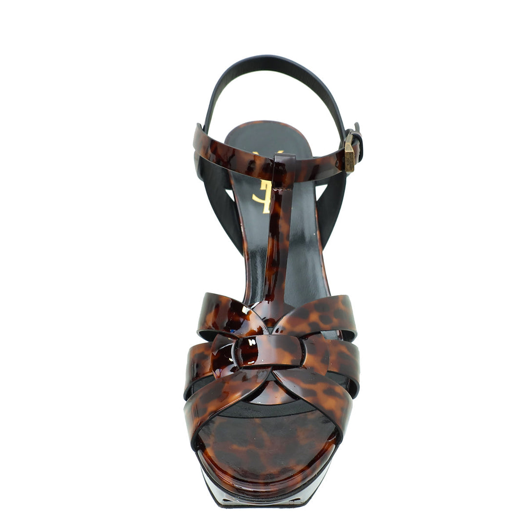 YSL Brown Tribute Sandal 37.5