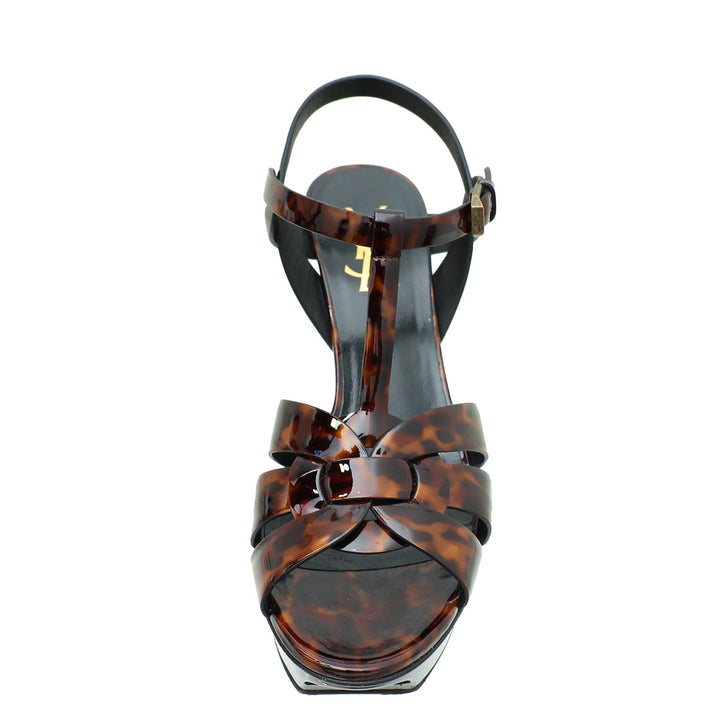 YSL Brown Tribute Sandal 37.5