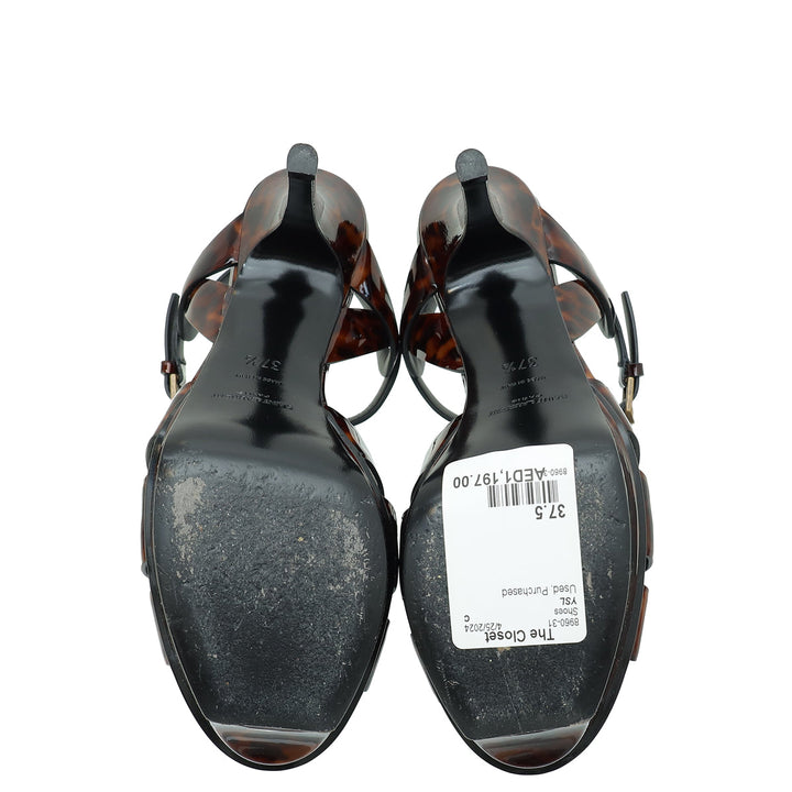 YSL Brown Tribute Sandal 37.5