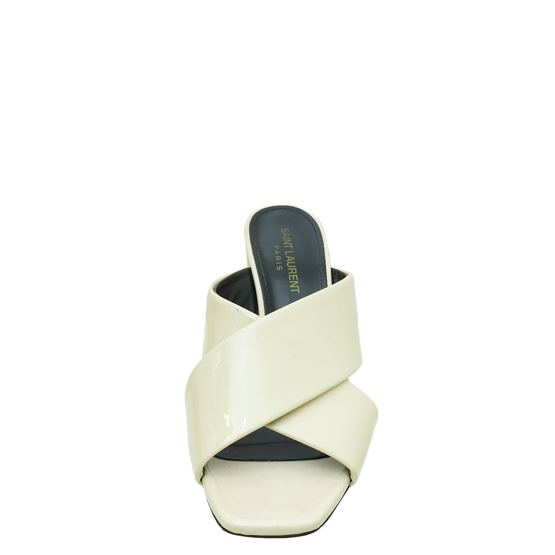 YSL Cream Loulou Criss Cross Sandals 37