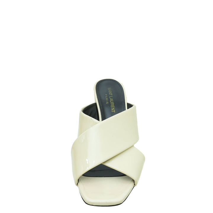 YSL Cream Loulou Criss Cross Sandals 37