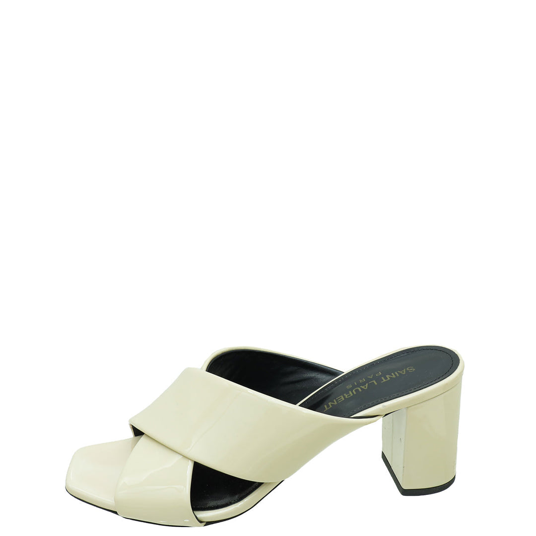 YSL Cream Loulou Criss Cross Sandals 37