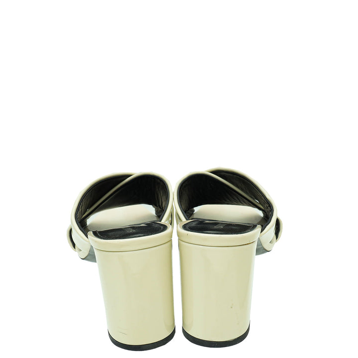YSL Cream Loulou Criss Cross Sandals 37
