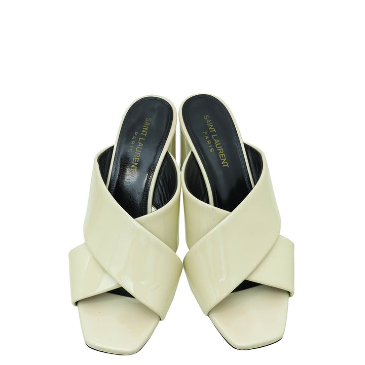 YSL Cream Loulou Criss Cross Sandals 37