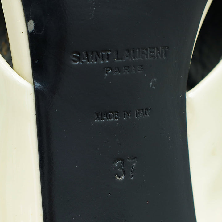 YSL Cream Loulou Criss Cross Sandals 37