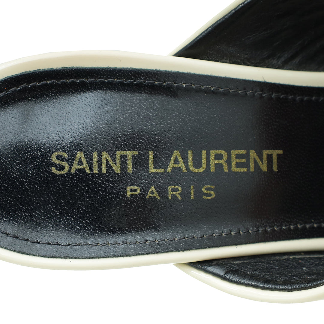 YSL Cream Loulou Criss Cross Sandals 37