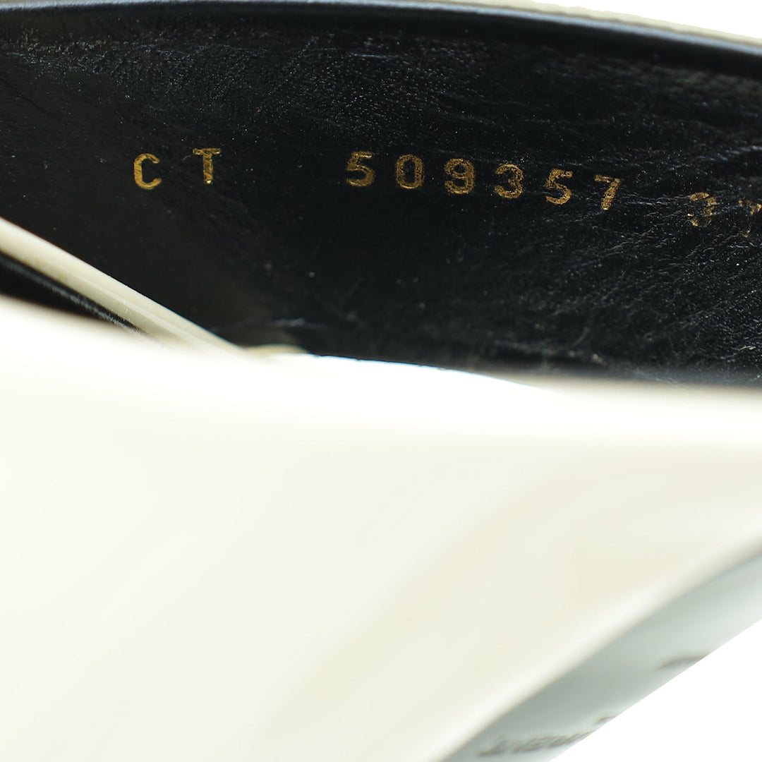 YSL Cream Loulou Criss Cross Sandals 37