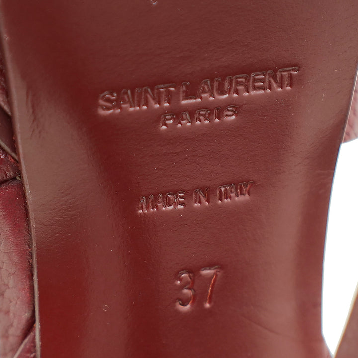 YSL Burgundy High Heeled Tribute Sandals 37
