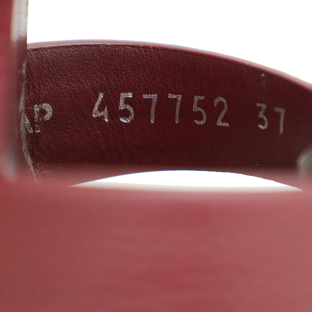 YSL Burgundy High Heeled Tribute Sandals 37