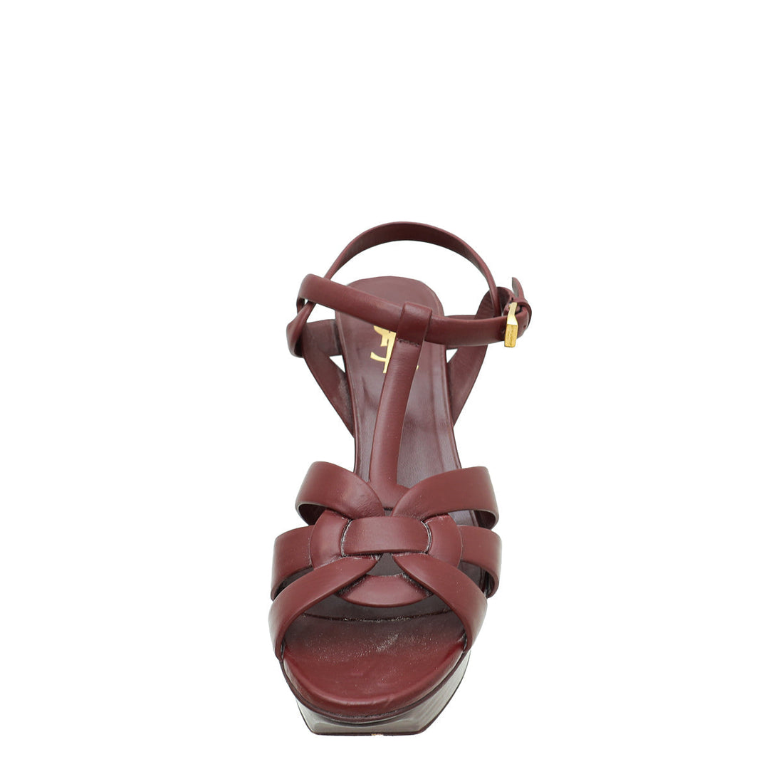 YSL Burgundy Tribute Sandal 38