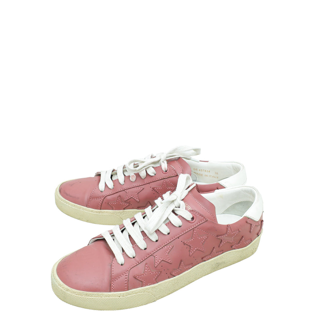 YSL Old Rose Stars Court Sneakers 38