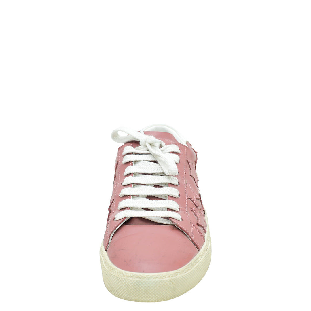 YSL Old Rose Stars Court Sneakers 38