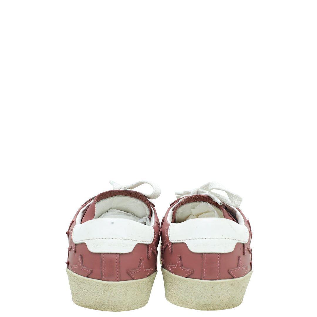 YSL Old Rose Stars Court Sneakers 38