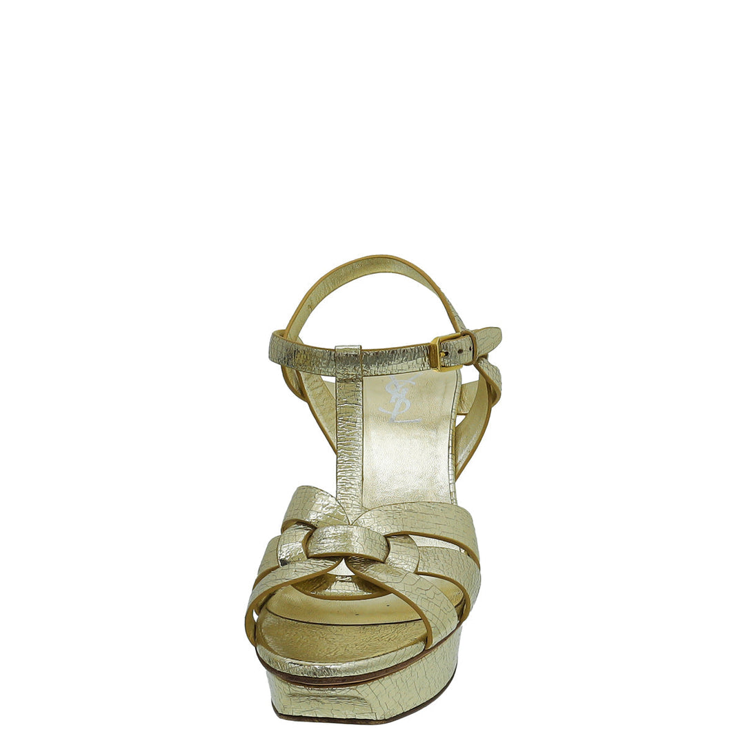 YSL Gold Tribute Laminate Sandal 39.5