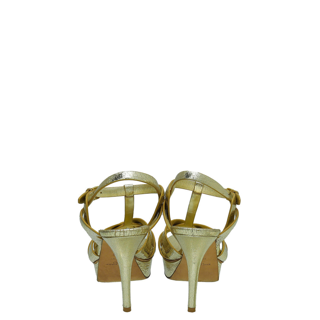 YSL Gold Tribute Laminate Sandal 39.5
