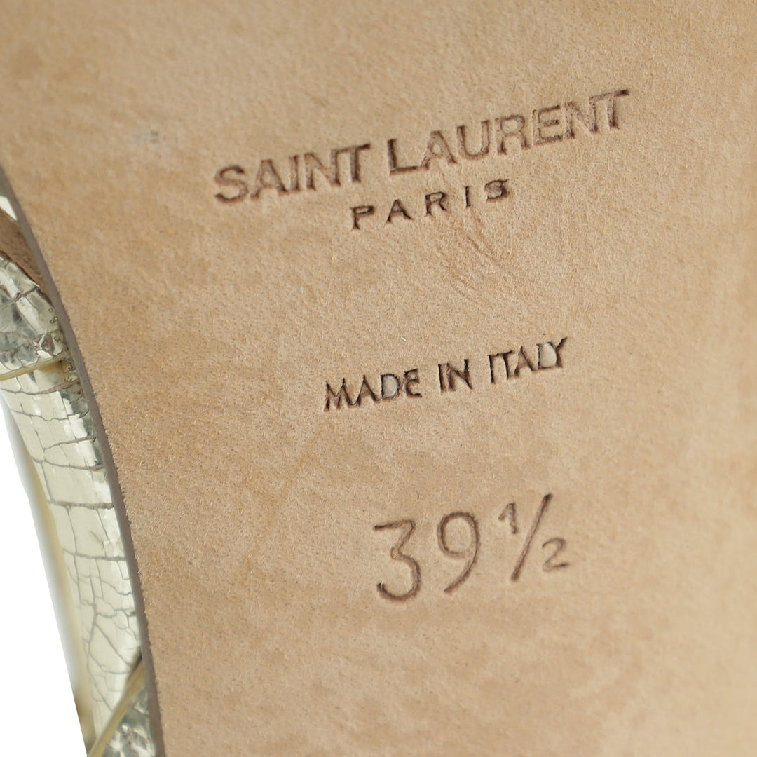 YSL Gold Tribute Laminate Sandal 39.5