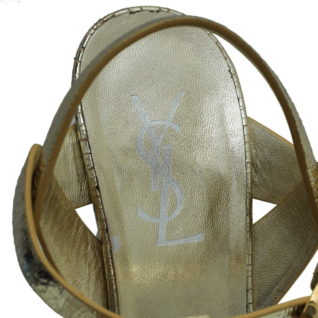 YSL Gold Tribute Laminate Sandal 39.5