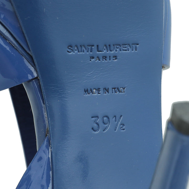 YSL Blue Mid Heel Tribute Sandals 39.5
