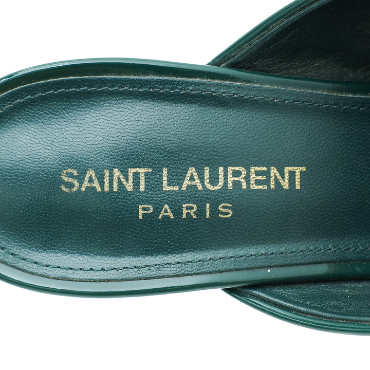 YSL Dark Green Loulou Criss Cross Sandals 39.5