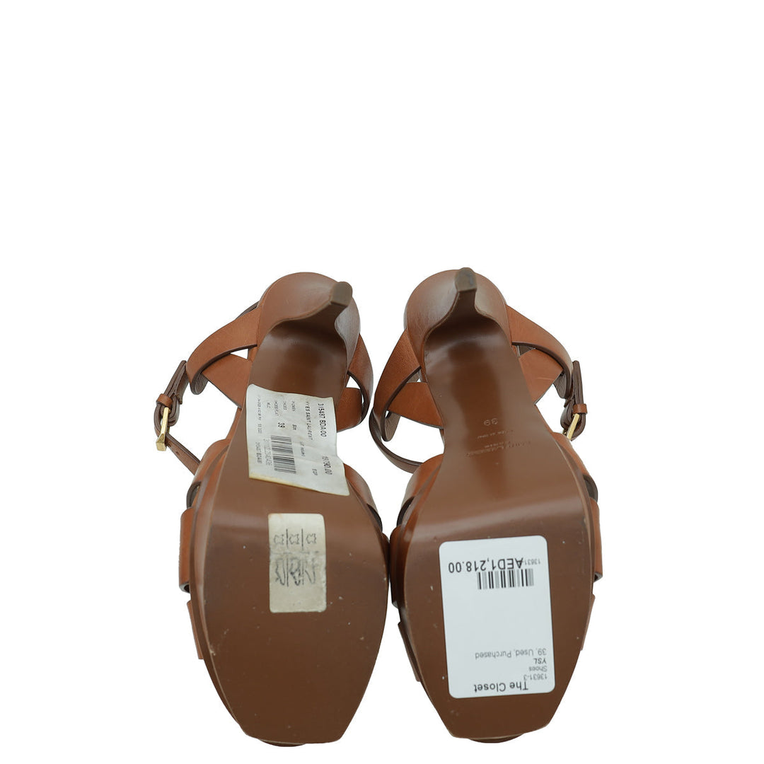 YSL Brown Tribute Sandal 39