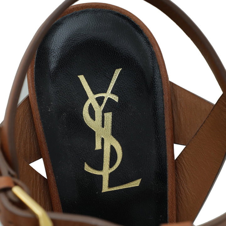 YSL Brown Tribute Sandal 39