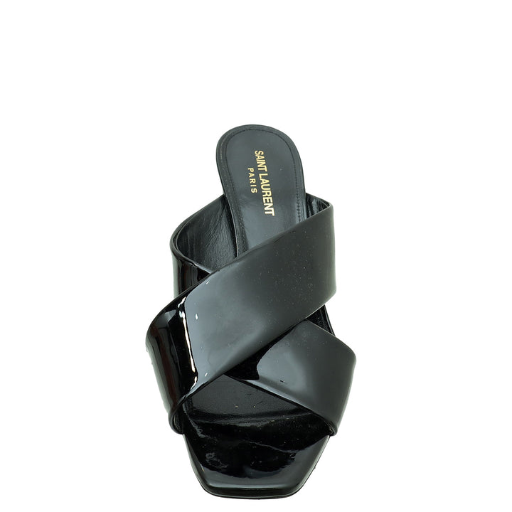 YSL Black Loulou Criss Cross Mules 39