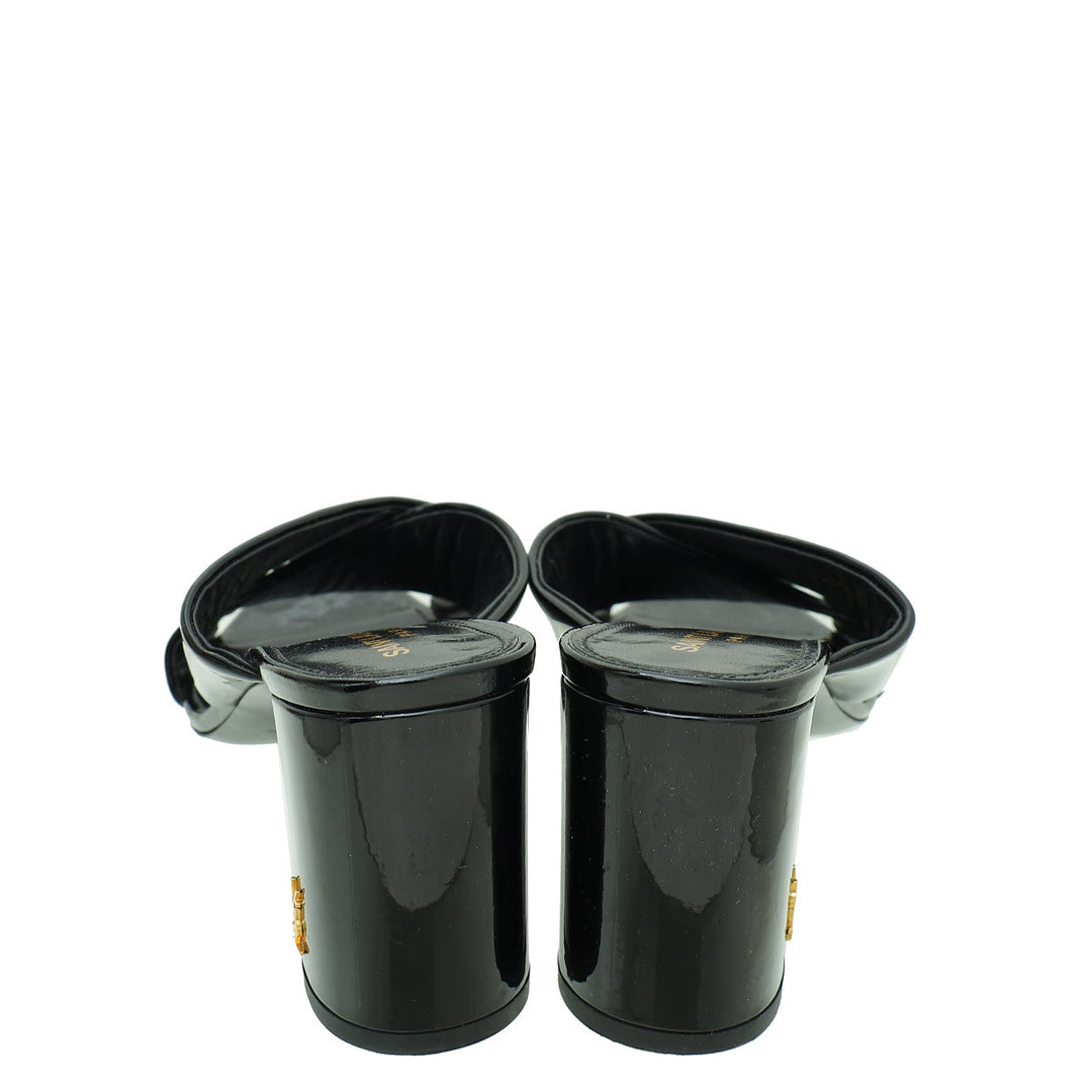 YSL Black Loulou Criss Cross Mules 39