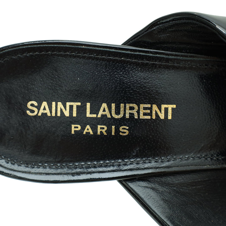 YSL Black Loulou Criss Cross Mules 39