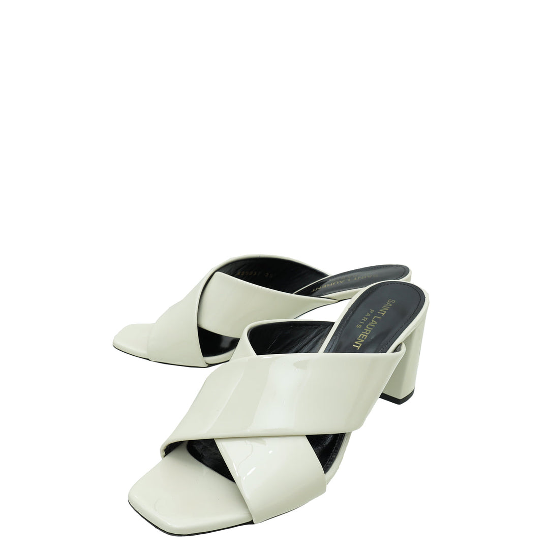 YSL Cream Loulou Criss Cross Sandals 39