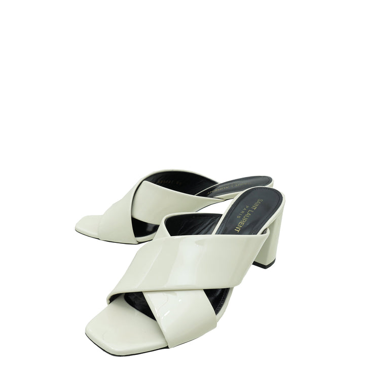 YSL Cream Loulou Criss Cross Sandals 39
