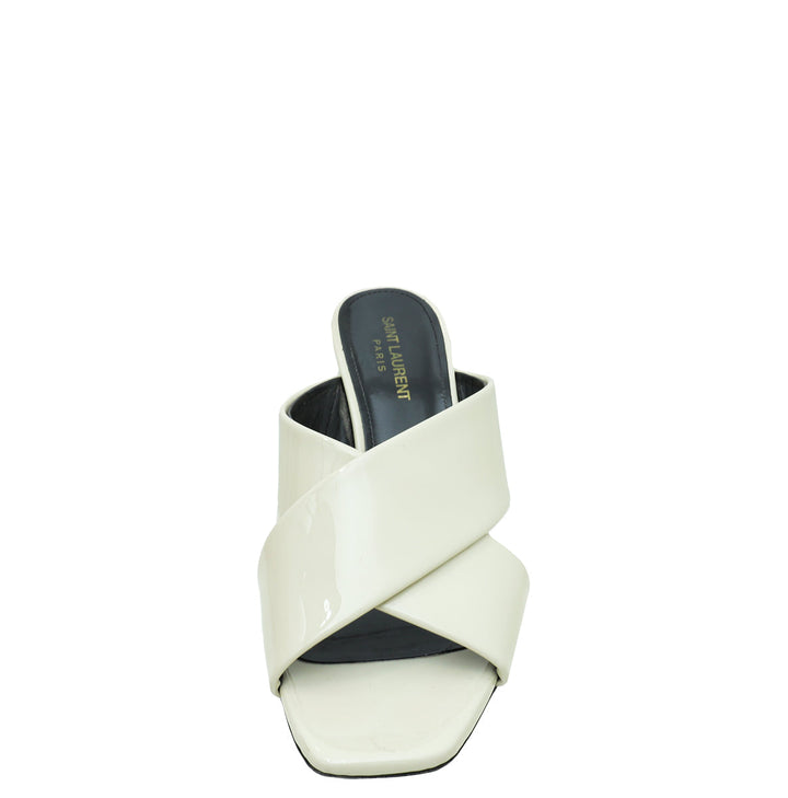 YSL Cream Loulou Criss Cross Sandals 39