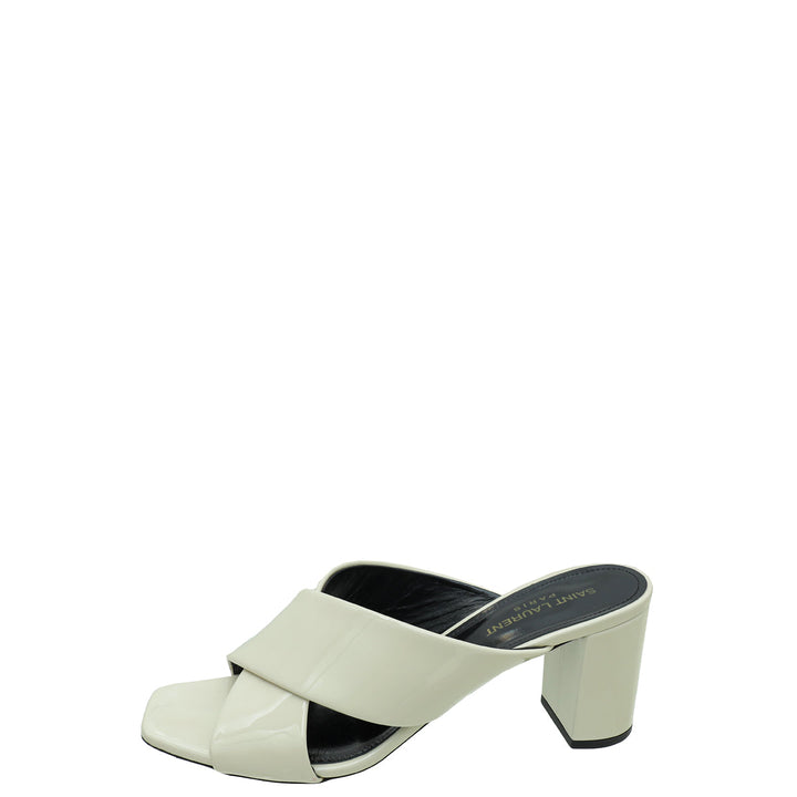YSL Cream Loulou Criss Cross Sandals 39