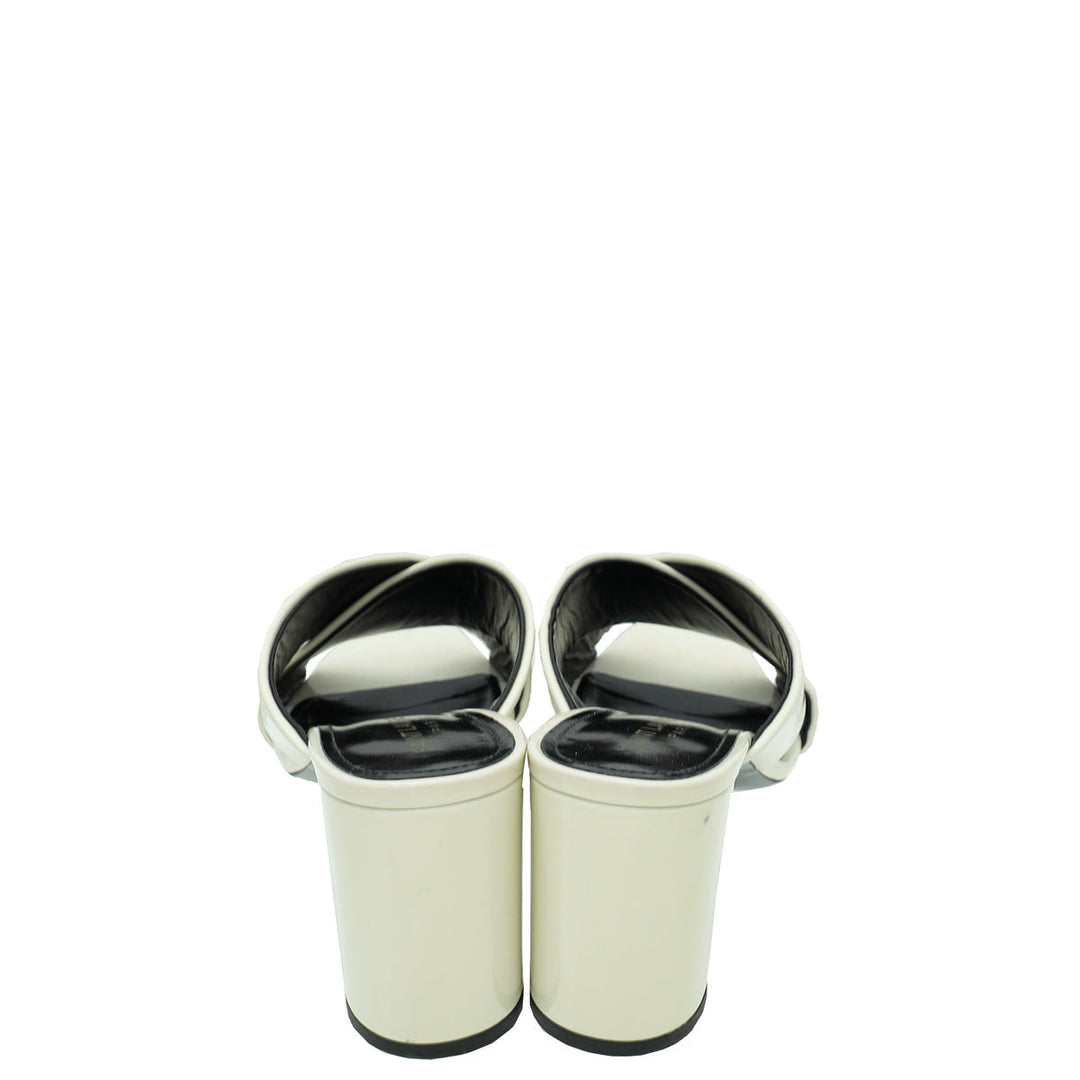 YSL Cream Loulou Criss Cross Sandals 39